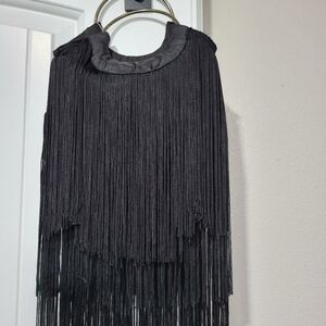 Black fringe handbag